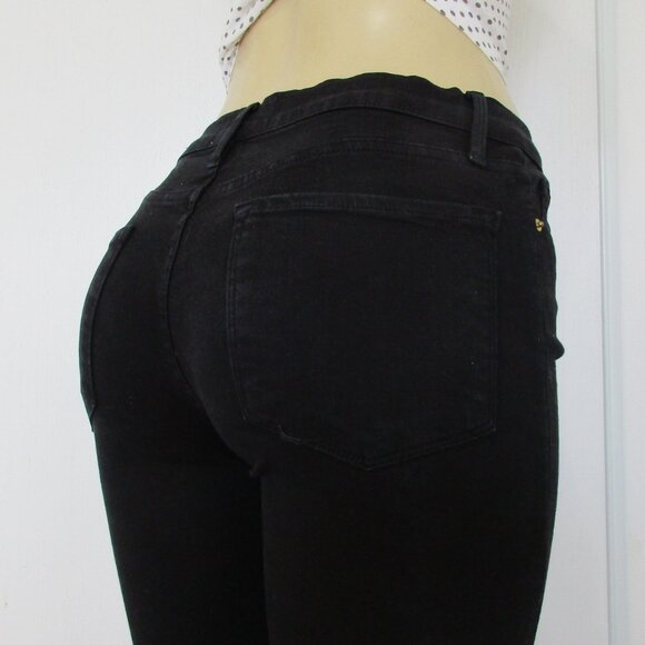 FRAME Denim Black Jeans Size 27 Skinny Distressed - Picture 1 of 13
